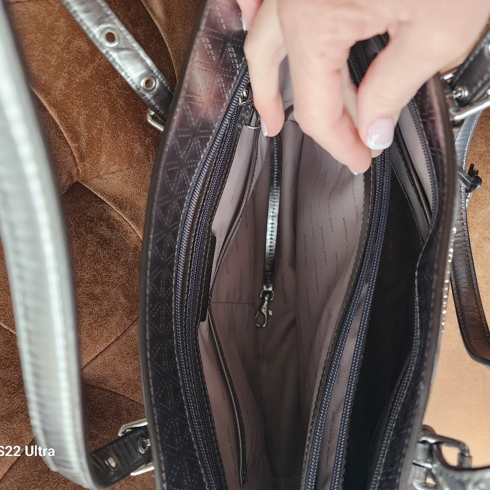 Michael Kors Silver Textured Tote - Picture 5 of 7